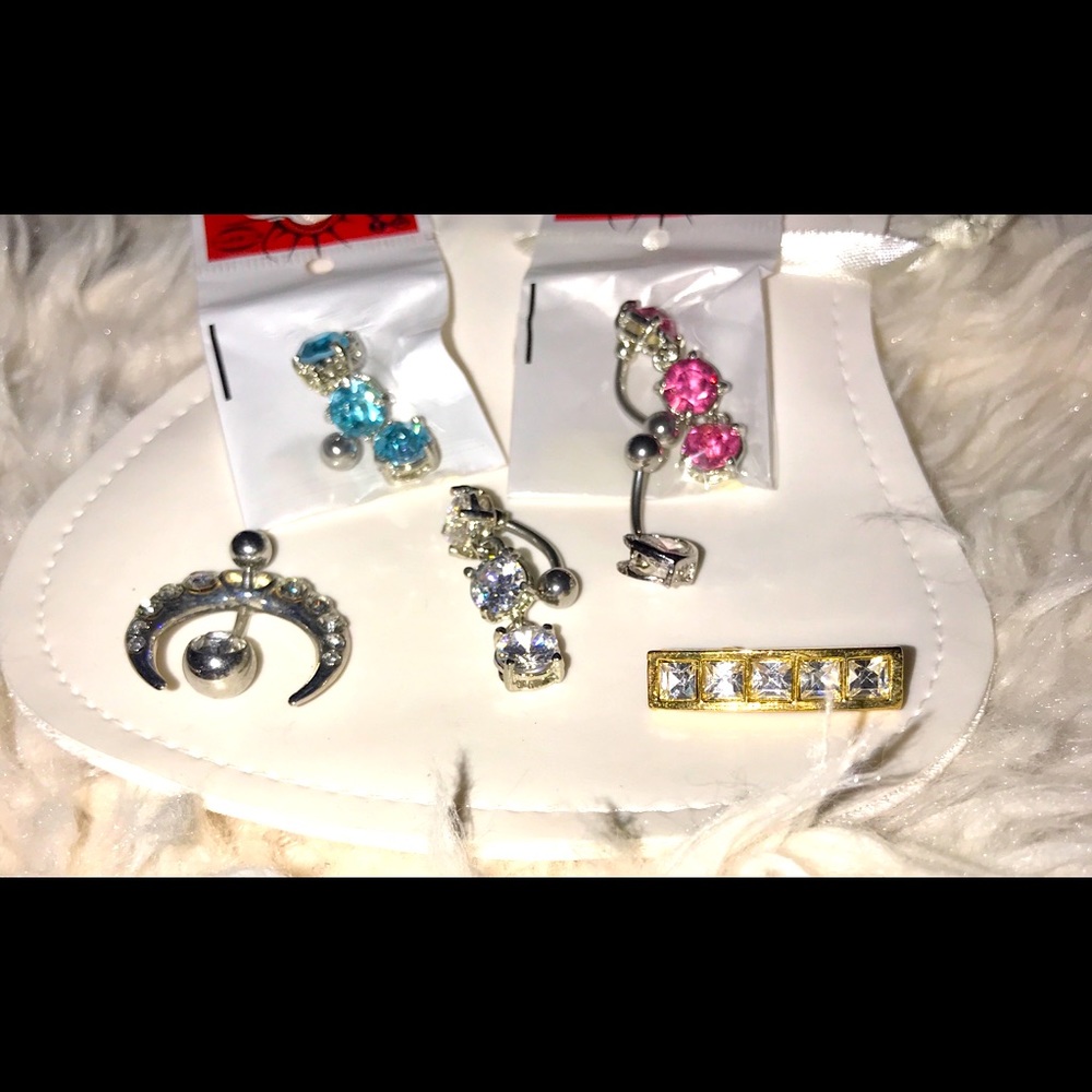 NEW 🌟 CZ PAVE CRYSTAL BODY JEWELRY NAVEL BUNDLE SUPER SPARKLY 🌟 SET OF 6 - Picture 2 of 3